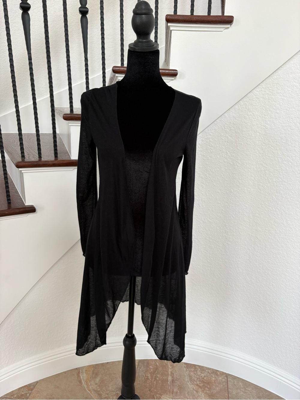 BCBGMaxAzria Black Sheer Open-Front Cardigan
